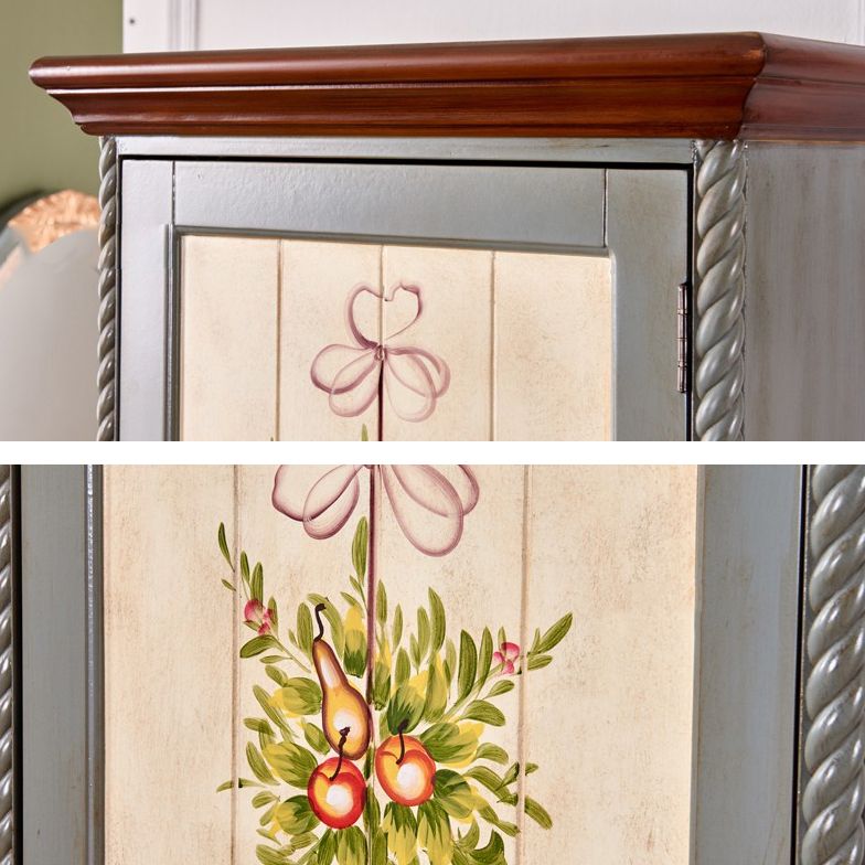 Birch Wood Storage Cabinet for Home Traditional Matte Finish Cabinet with Garment Rod