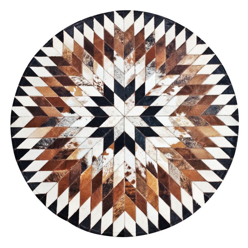 Tappeto multicolore rotondo che gira il tappeto del soggiorno in moquette di mucca con supporto non slip