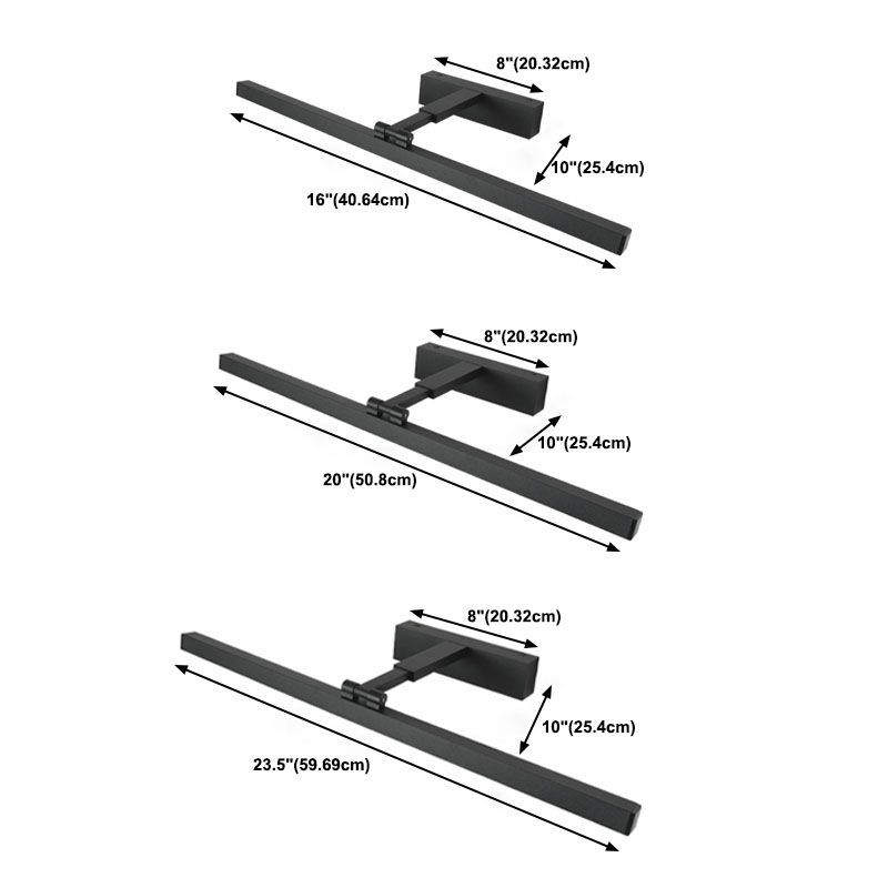 Metal Linear Wall Sconce Modern Style 1-Light Swing Arm Mirror Wall Light Fixture in Black