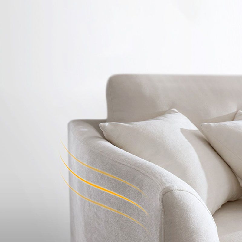 Modern 4-seater Fabric Sofa Flared Arm Sofa with Bolster Pillows