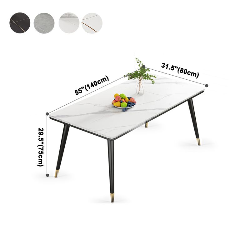 Mesa de comedor de piedra sinterizada Estilo de lujo 4 patas Mesa de rectángulo base para el hogar