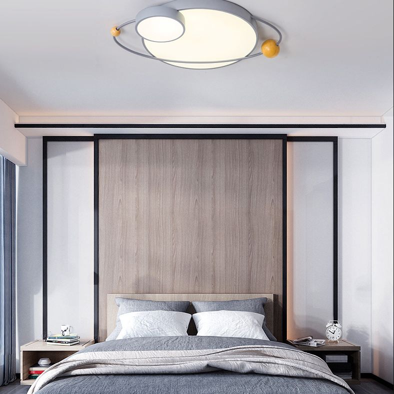 Circular Metal Ceiling Flushmount Lamp Nordic Style LED Flush Light for Living Room