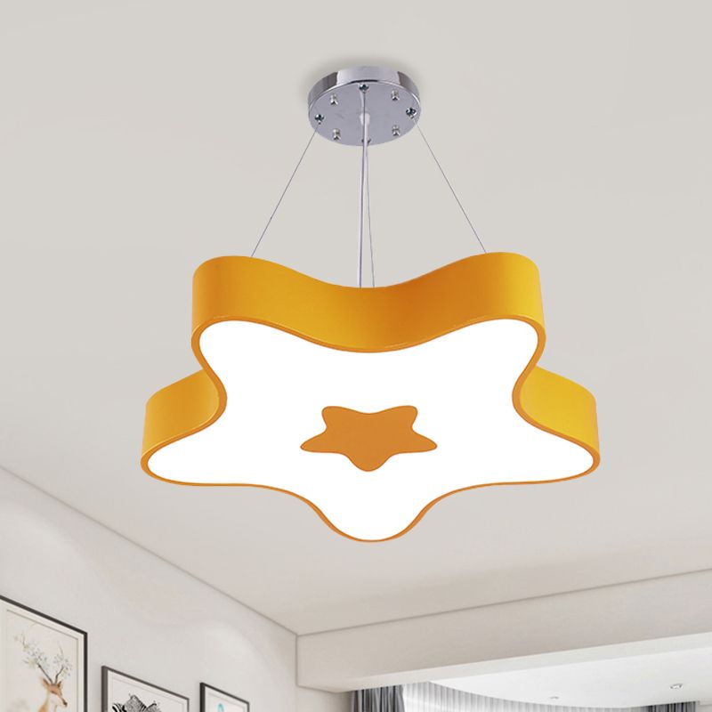 Starfish Down Lighting Pendant Nordic Acrylic LED Indoor Chandelier Lamp Fixture in Red/Blue/Yellow