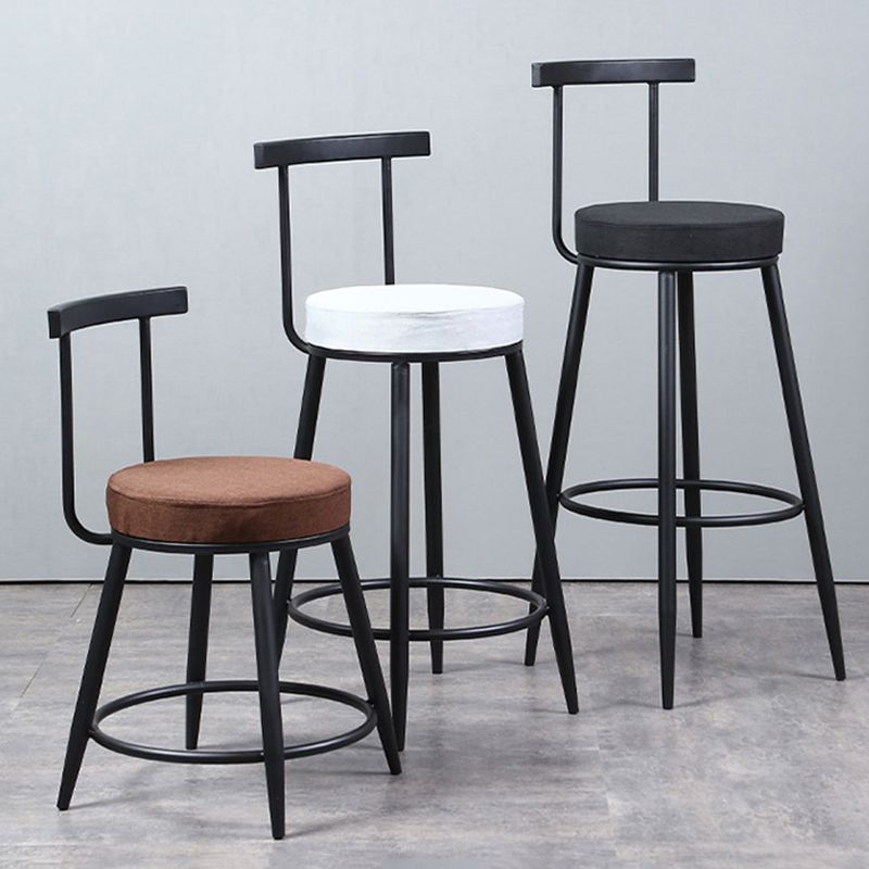 Industrial Metal Barstool Faux Leather Cushion Low Back Counter Stool with Legs for Home