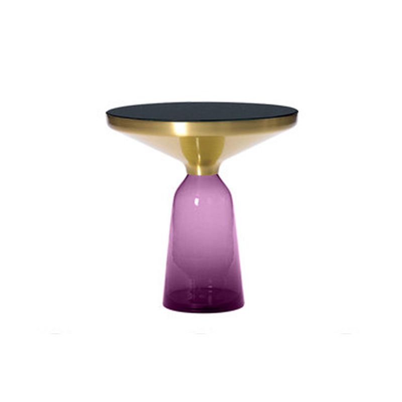 Pedestal 1 Single Coffee Table Metal and Glass Statement Cocktail Table
