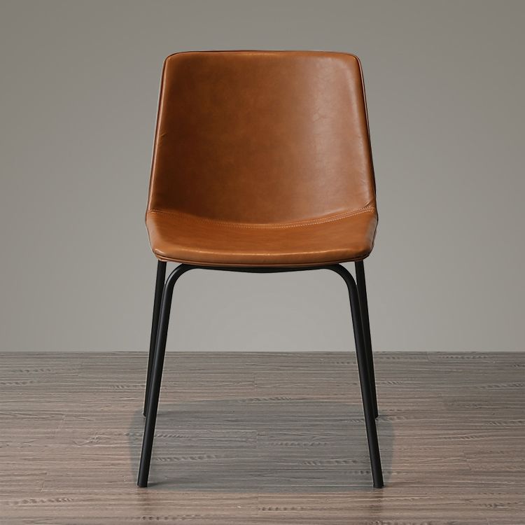 Silla de comedor de metal industrial, sillas laterales tapizadas sin brazos de cuero para uso doméstico