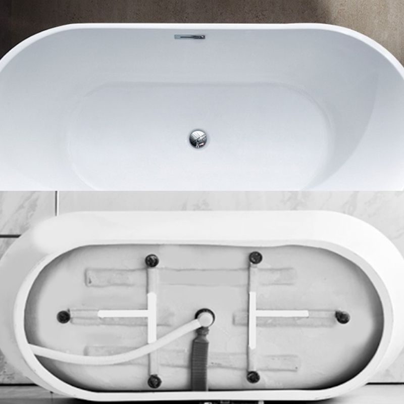 Modern Ellipse Acrylic Bathtub Back to Wall with Drain Bath Tub