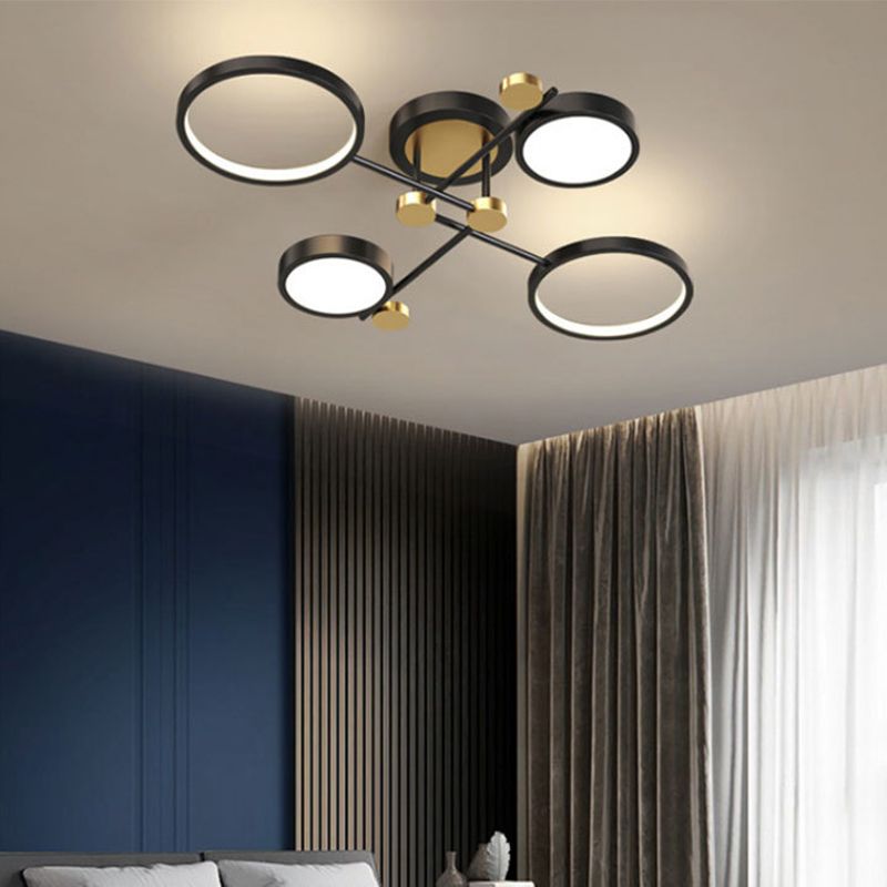 LED POSTERNO LIGHT LIGHT ANILLO NEGRO Y GOLDO SEMI FLUSH LIGHTIVE PARA SALA