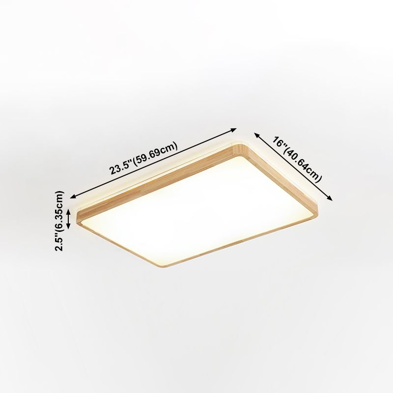 LED Flush Ceiling Light Fixtures with Acrylic Shade Wooden Flush Mount Ceiling Fixture