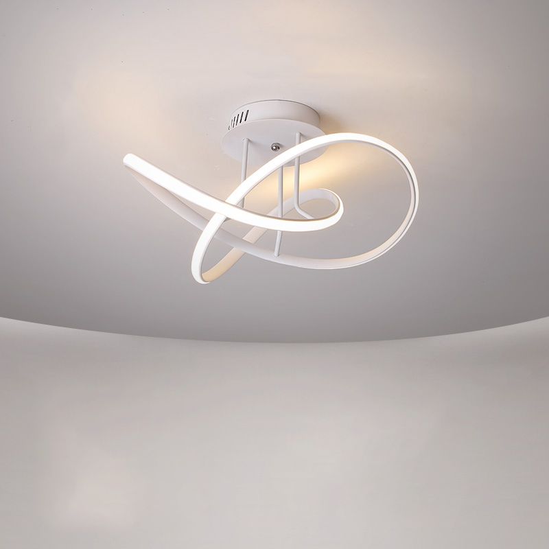 Luz semi empotrada trenzada metálica, LED nórdico negro/blanco/café, iluminación cerca del techo para dormitorio