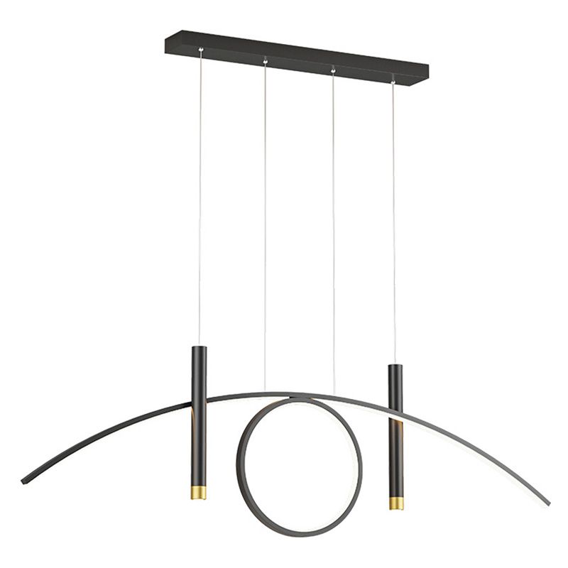 Luce isola lineare a LED acrilico in moderna luce a sospensione in ferro battuto per sala da pranzo