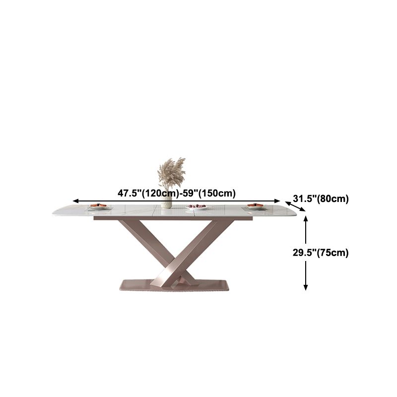Modern 1/4/5/7 Pieces Silver Dining Table Set with Sintered Stone Top Scalable Dinette Set