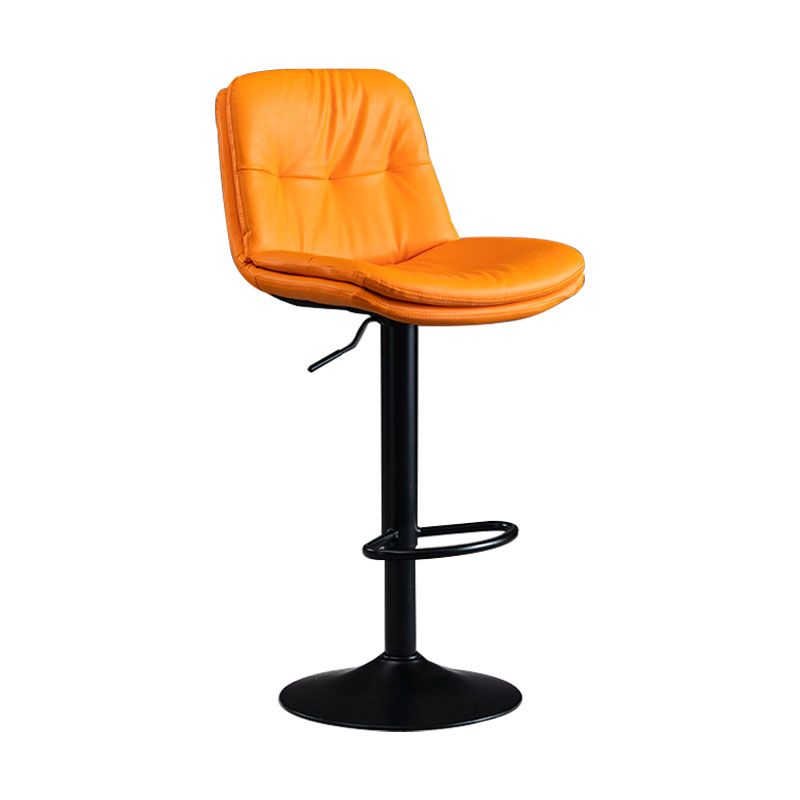 Nordic Steel Adjustable Swivel Barstool Indoor Tall Stool with Leather Seat