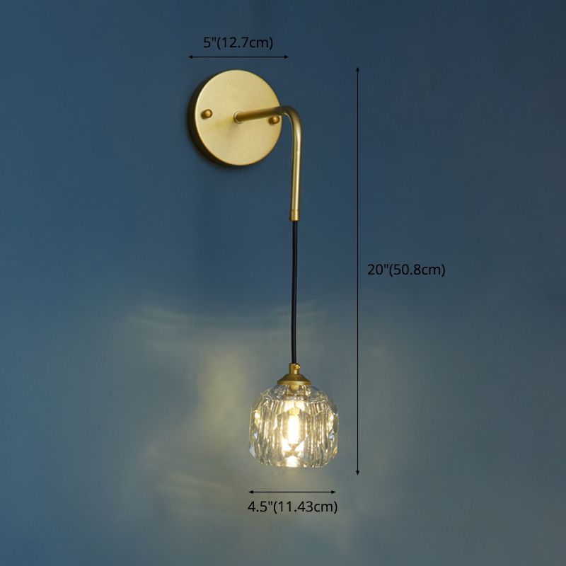 1-Light Contemporary Crystal Wall Sconce Armed Wall Light Lamp for Bedroom