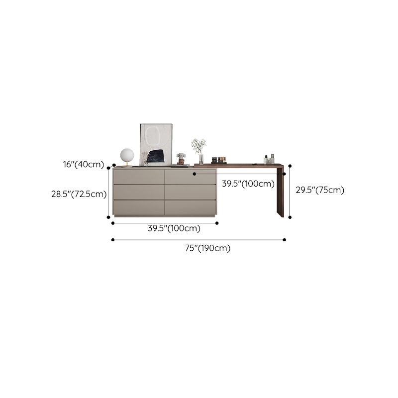 Modern Brown Solid Wood Bedroom Standing With Drawer Make-up Vanity