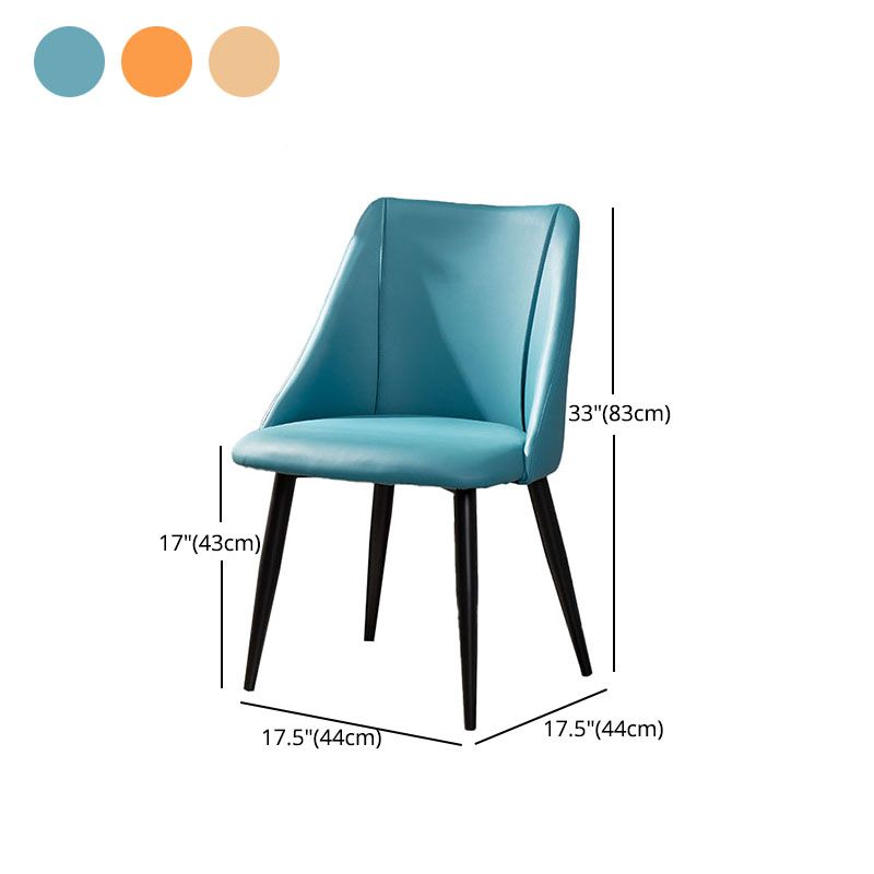 Silla moderna con respaldo sólido, sillas sin brazos con patas de metal para cocina