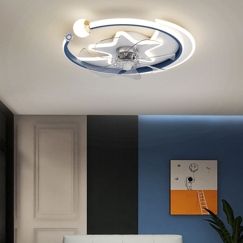 Modern Interior LED Ceiling Fan in 3 - Colors Metal and Acrylic Fan Lighting Fixture