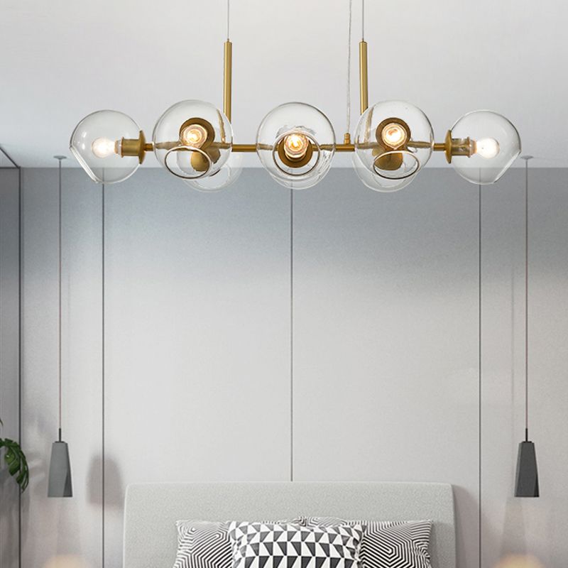 Lámpara de araña de comedor moderno nórdico techo de techo de techo de vidrio simple para cocina