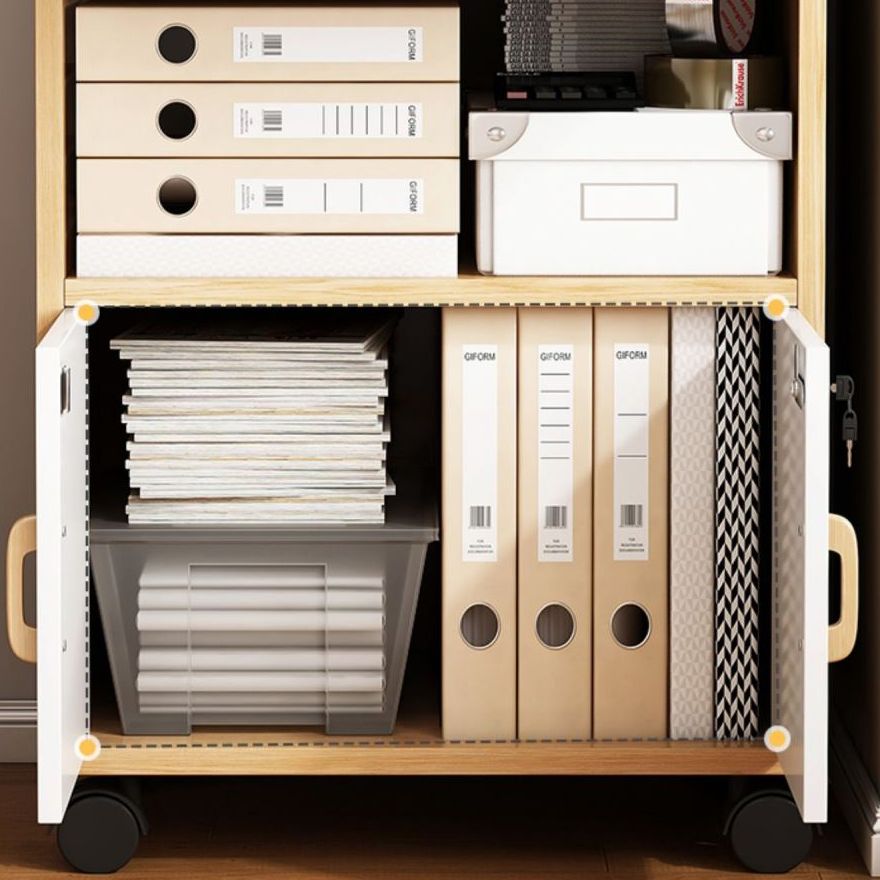 Engineered Wood Bookcase with Doors Vertical Bookshelf for Office