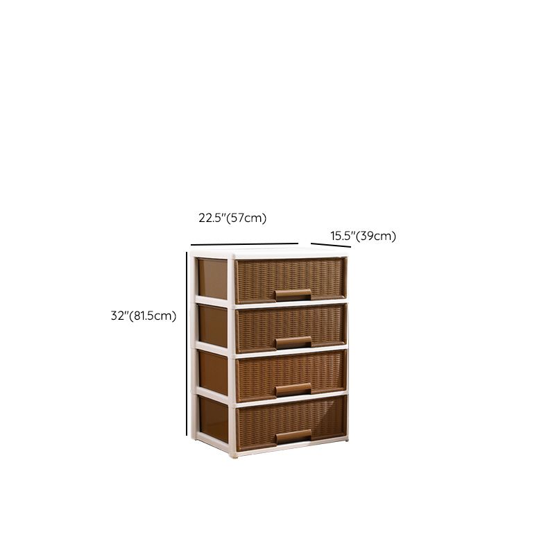 Contemporary Brown Plastic Vertical Kids Nightstand with 2/3/4/5/6 Drawers