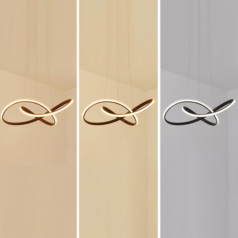 Linear Shape Chandelier Lamp Modern 1 Light LED Hanging Light for Bedroom