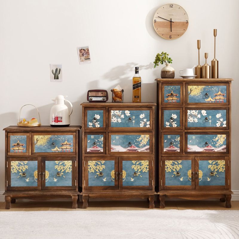 Traditional Solid Wood Bedroom Storage Chest Vertical Chest with Drawers