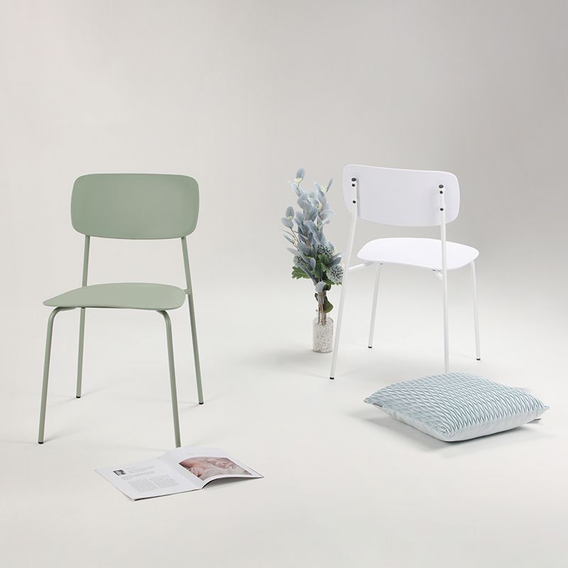 Industrial Dining Armless Chairs Plastic Open Back Side Chair with Metal Legs