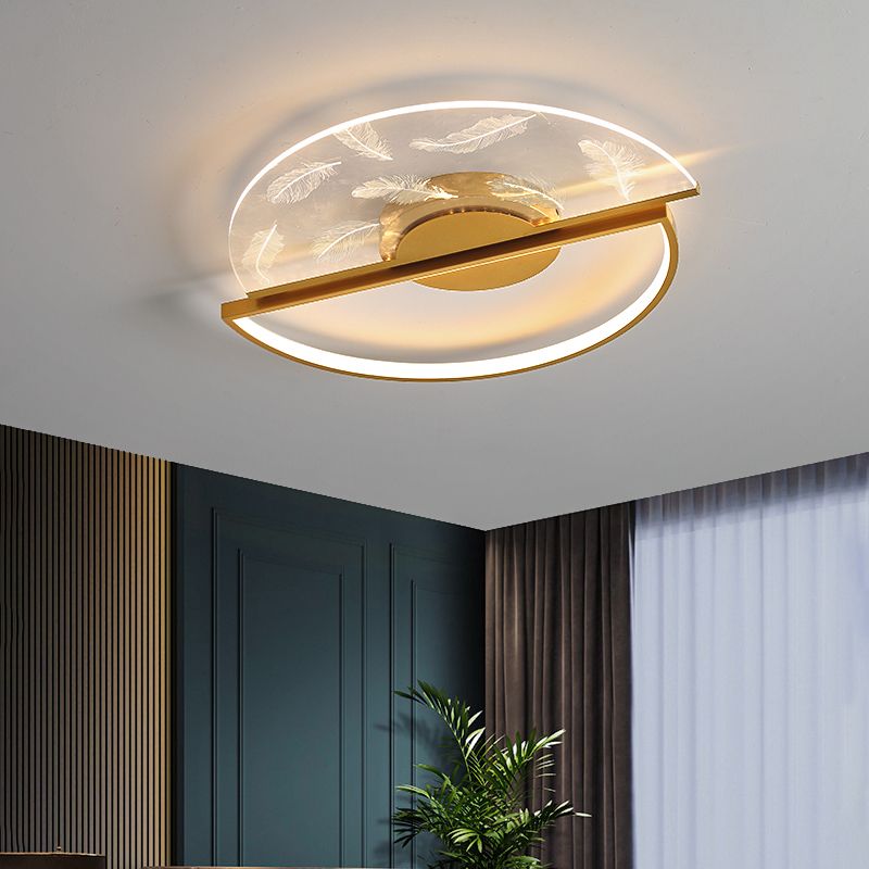 Lámpara de techo LED con diseño de plumas, luz de montaje empotrada moderna, para dormitorio y sala de estar