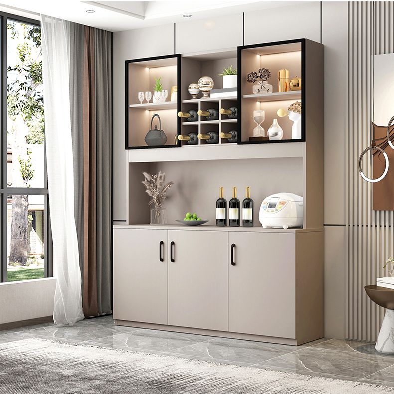 Manufactured Wood Modern Bottle Holder Floor Glass Door with Storage Shelves