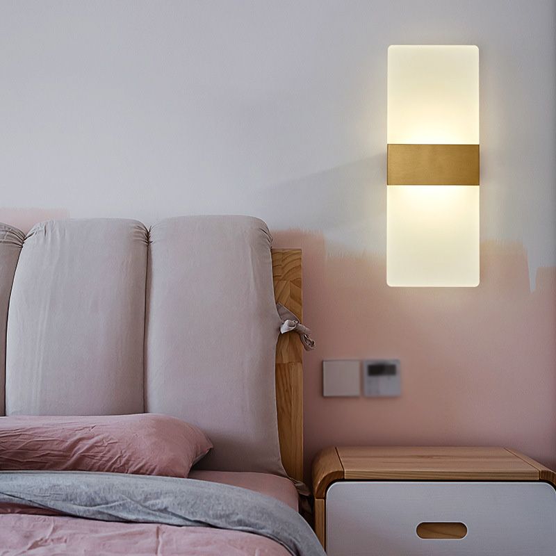 Post-Modern Wall Sconce Rectangular Brass Sconce Lighting for Bedroom