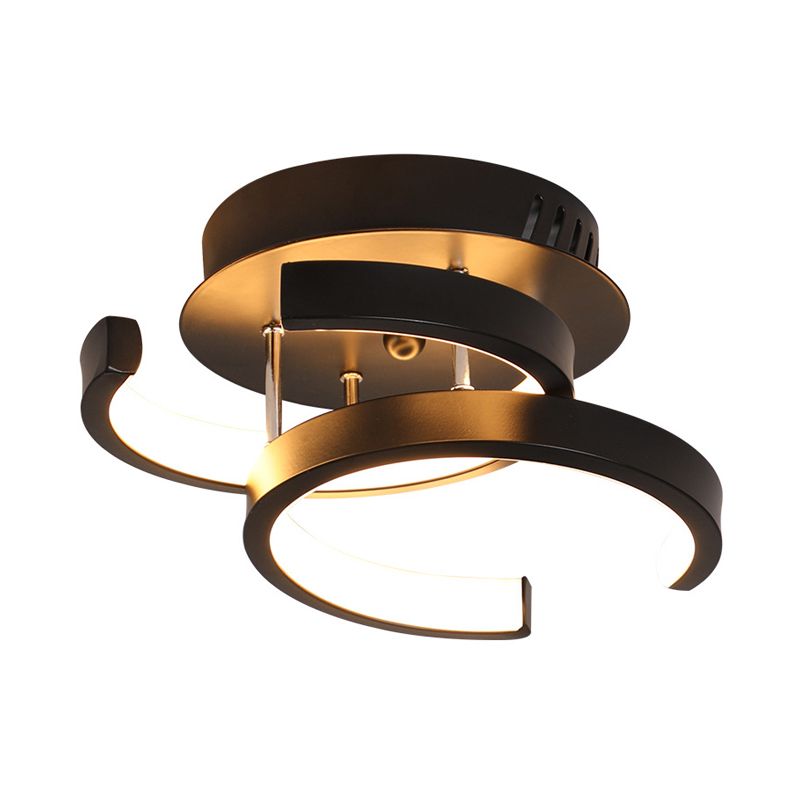 Petit plafonnier rond/carré/lune moderne en métal noir/blanc, éclairage LED Semi-encastré pour couloir
