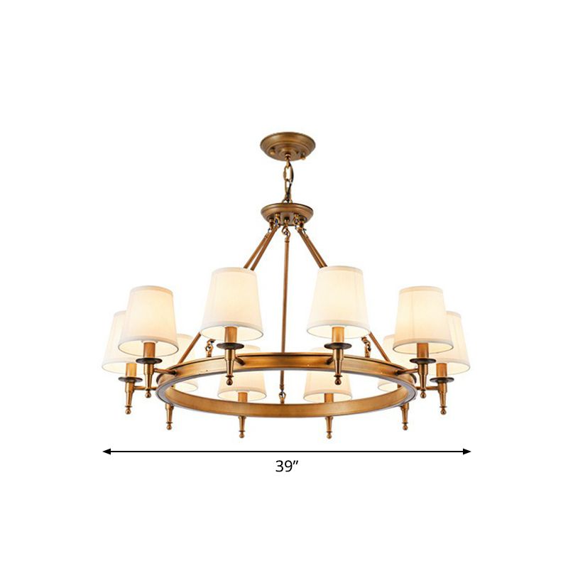 Tapered Ceiling Suspension Lamp Simplicity Fabric Chandelier Lighting for Living Room