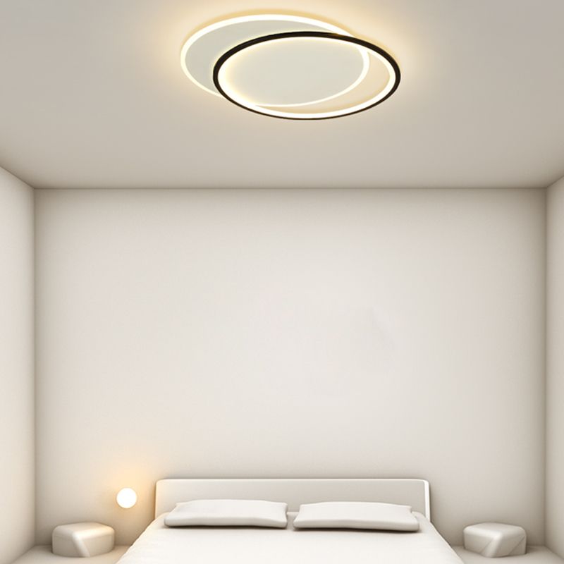 Black Circles Ceiling Light Fixture Minimalist LED Metal Ceiling Flush Mount