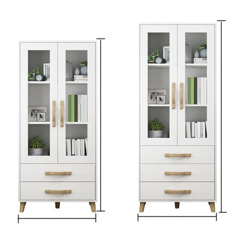 Modern Style Standard Bookcase Closed Back Bookshelf with Drawer Storage