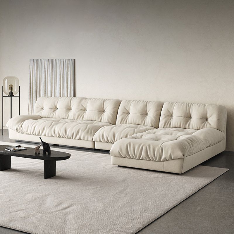 Modern Tufted Back Sofa Sectional Cream Armless Sofa and Chiase