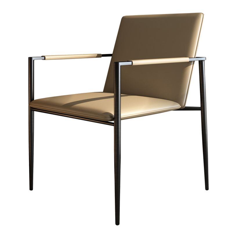 Industrial Upholstered Arm Chair Metal Legs Parsons Dining Chair