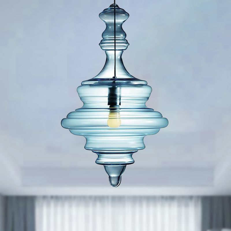 Spool contemporaneo/a sospensione Luce a sospensione Clear/Blu Fuffle Glass 1 Luce Luce a soffitto appeso
