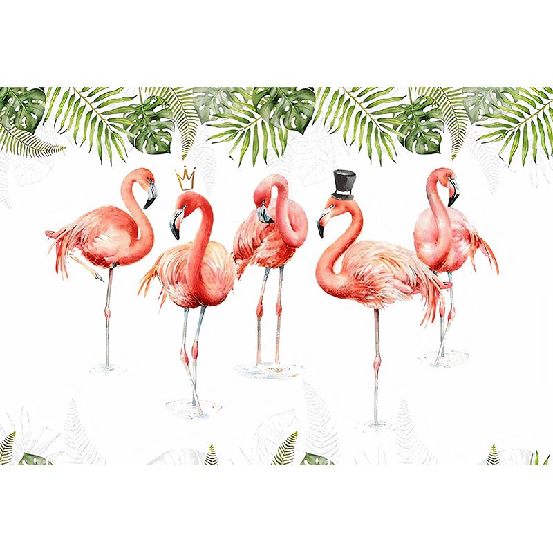 Illustration Style Flamingo Large Mural for Living Room and Gallery, Customized Size Available