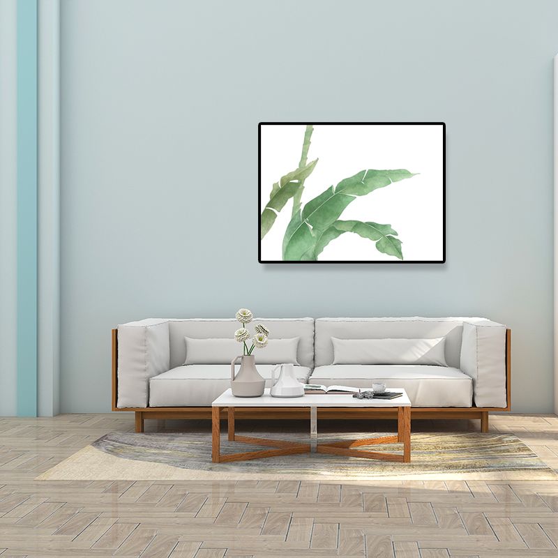 Leaf Painting Wall Art Print Farmhouse Textured Sitting Room Wrapped Canvas in Green
