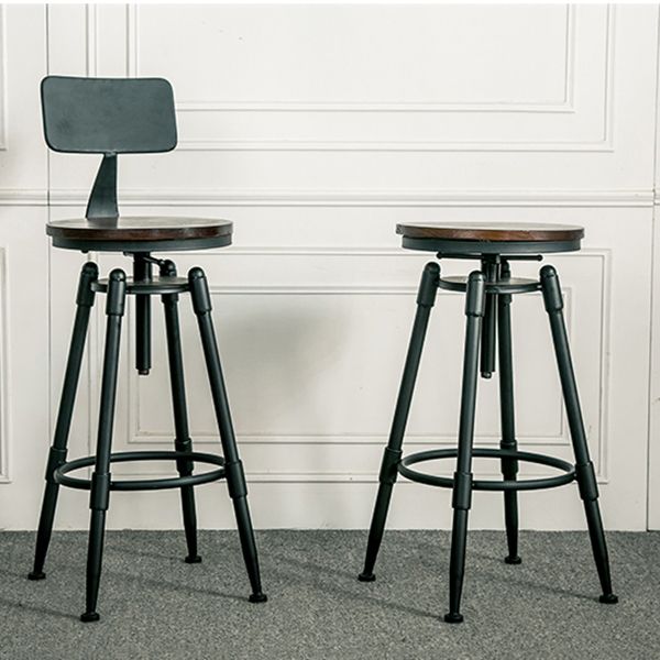 Industrial Armless Rotatable Counter Stool Iron Bar Stool with Pedal