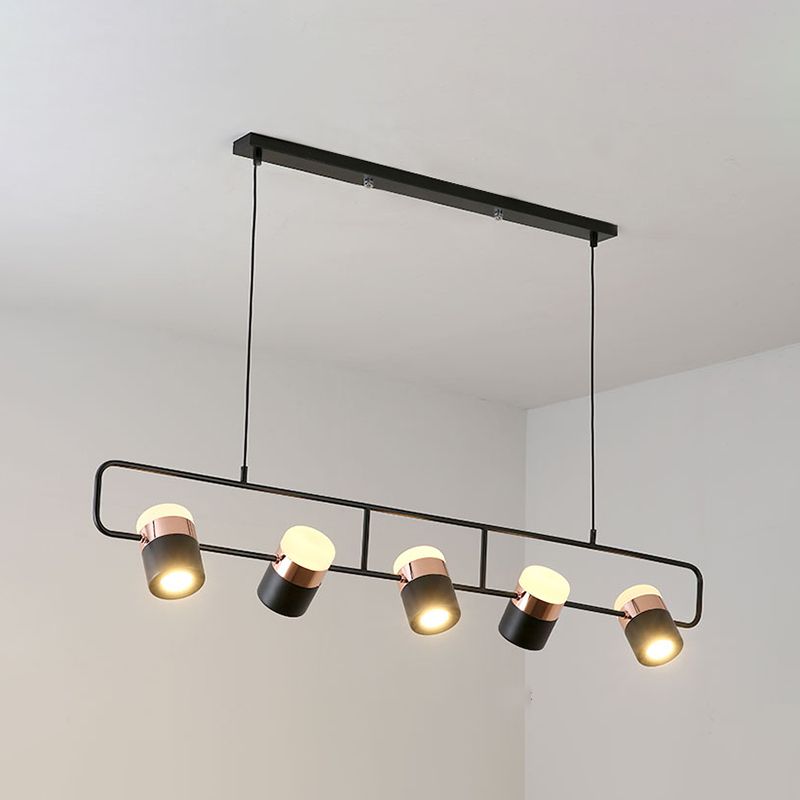 Cylinder Island Lighting Contemporary Metal Island Chandelier Lights for Kitchen