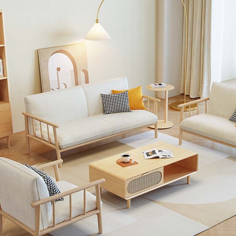 Modern 30.31" H Cotton Blend Wood Frame Square Arm Sofa for Living Room