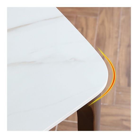 Contemporary Sintered Stone Standard Dining Set Rectangle Shape White Dining Set with 4 Legs Table