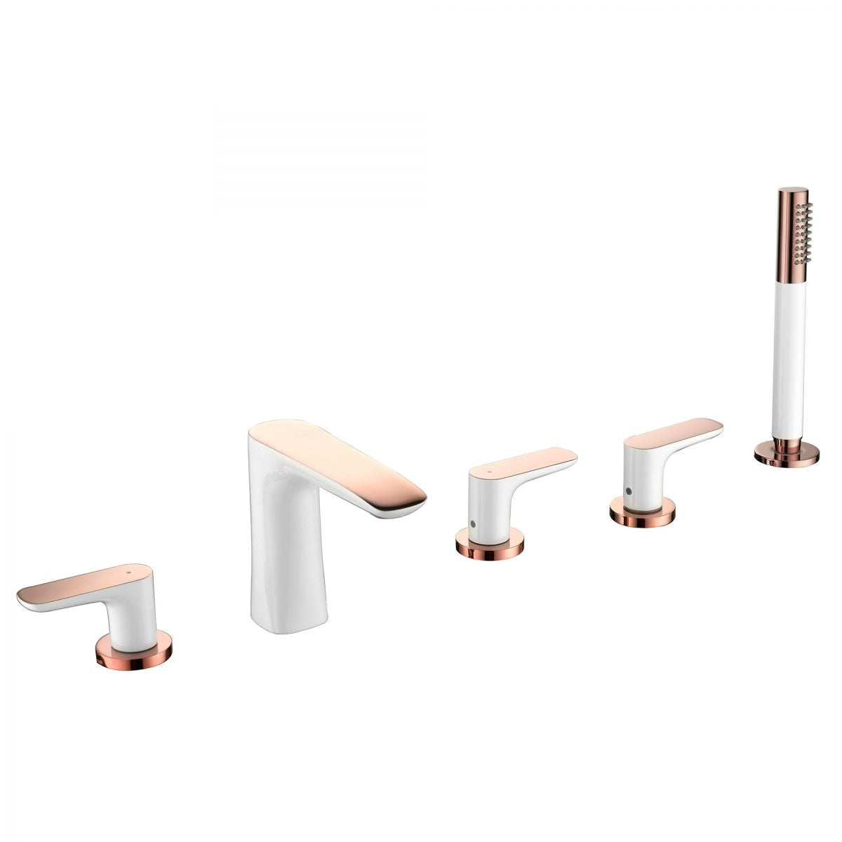Modern Bathroom Faucet Black and White Copper Deck Mounted Tub Faucet