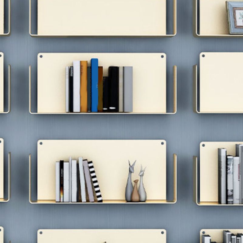 Contemporary Floating Bookcase Metal Closed Back Bookshelf with Shelves