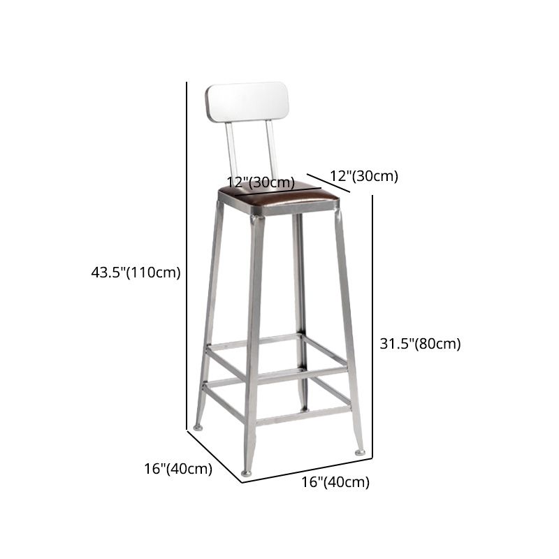 Industrial Coffee Shop Footrest Stools Silver Iron Bar Stool