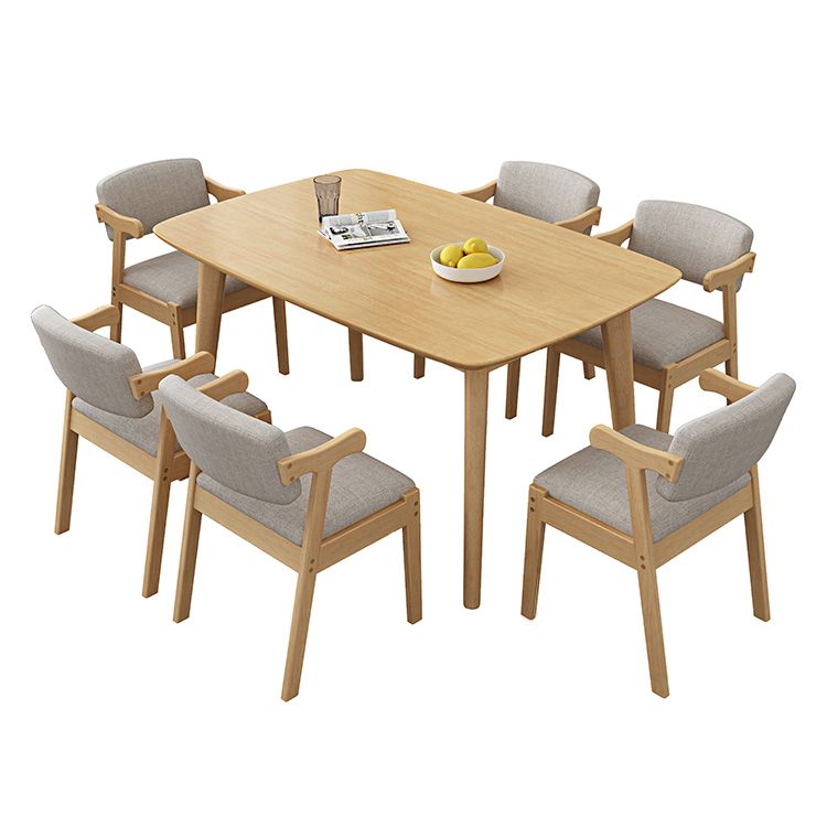 Contemporary Rectangle Shape Solid Wood Dining Set Khaki Standard Dining Set for Kitchen