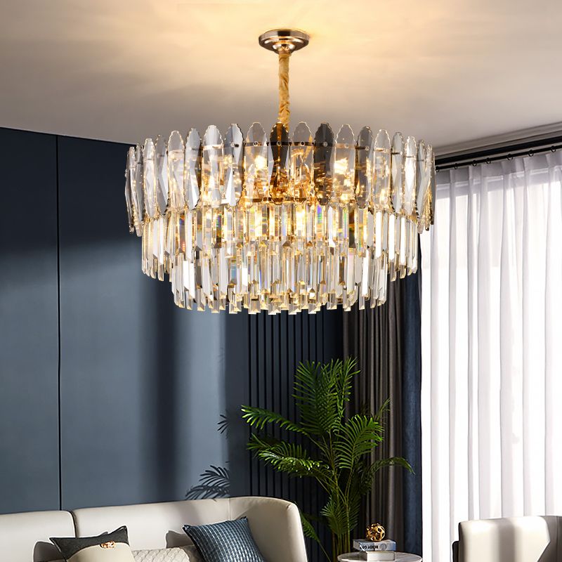 Geometric Pendant Lights Modern Crystal Pendant Lighting Fixture in Gold