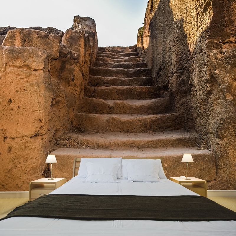 Contemporary Stairs Architecture Mural Wallpaper Stain Resistant for Decoration