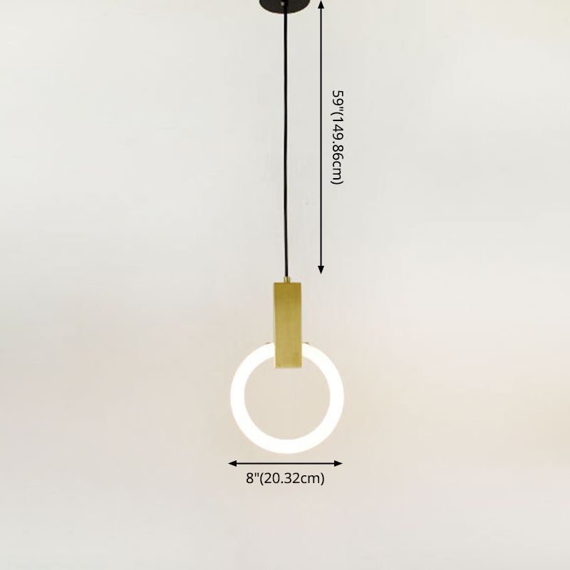 Metal Ring Pendant Lighting Fixture Simple Style LED Hanging Light Fixture in Gold